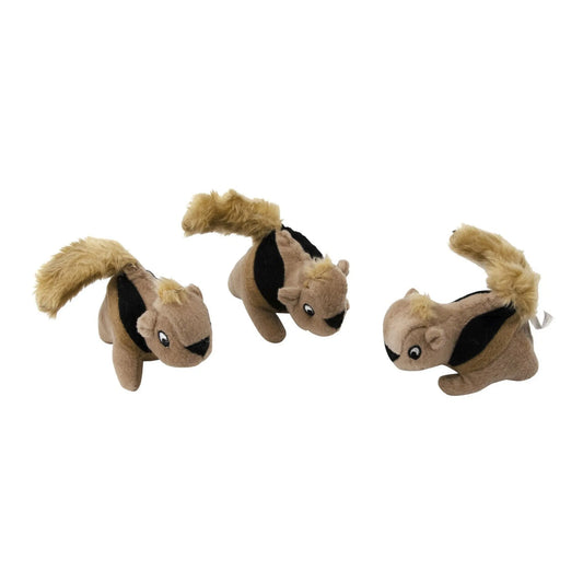 Outward Hound Squeakin' Squirrels Plush Dog Toy Brown 3pc