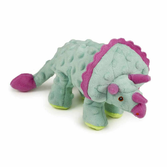 goDog Dino Triceratops w/Chew Guard Teal Plush Dog Toy